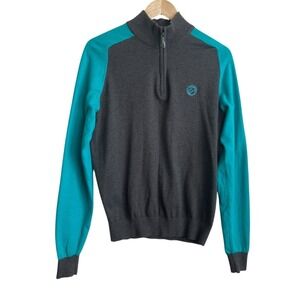 IJP Mens Merino Wool Blend‎ Golf S Color Block Quarter Zip Athletic Preppy Y2k
